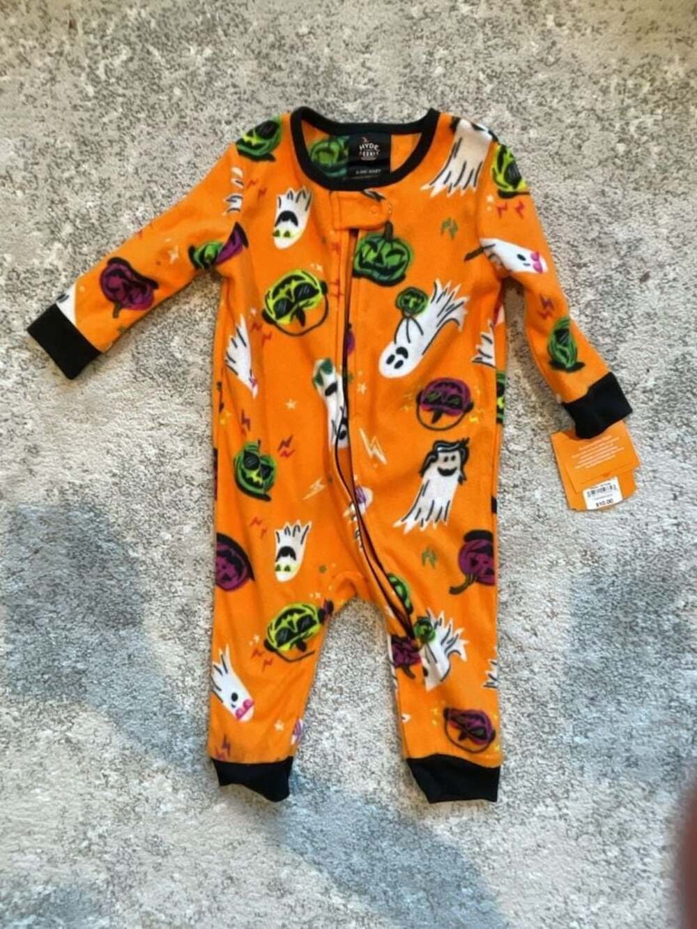 BNWT 6-9M Hyde & EEK! Boutique Halloween Ghost and Pumpkin Fleece Sleep n Play F